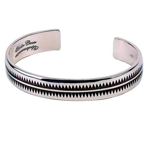 Minimalist Tooth Sterling Silver Cuff Bangle Bracelet - Picture 5 of 6